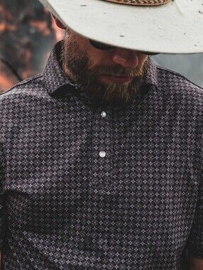 Iron Oak The Bandit Performance Stretch Western Pearl Snap Polo